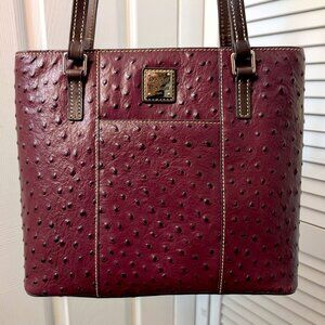 Dooney & Bourke Burgundy Ostrich Embossed Leather Small Lexington Shopper - Wine